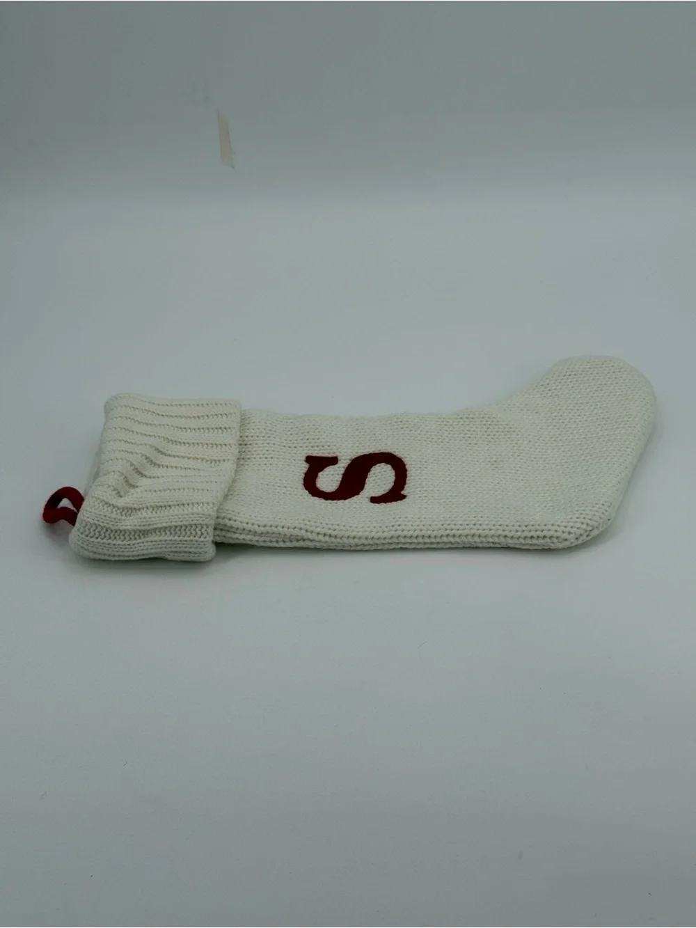 Christmas Stocking Red “S” Monogram Holiday Decor Classic Cozy Style